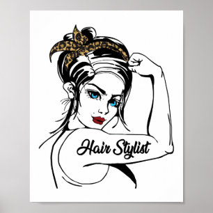 Poster Liste de cheveux Rosie Le Riveter Leopard Cheetah