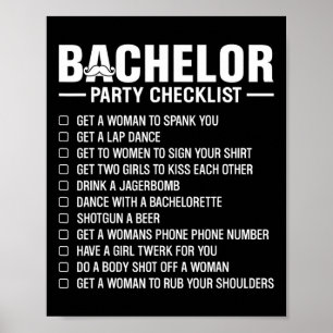 Poster Liste de contrôle de la fête de baccalauréat Groom