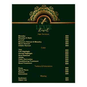 Poster Liste de Prix Coiffeur Élégant et Raffiné