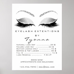Poster Liste de prix des faux cils de l'artiste maquilleu