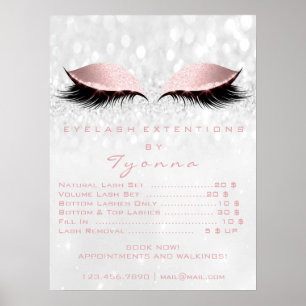 Poster Liste de prix d'extension de cils de maquillage gr