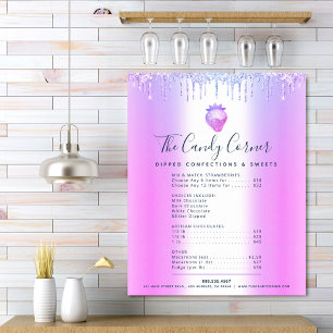 Poster Liste de prix du menu de desserts sucrés avec gout