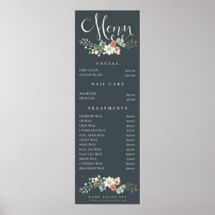 Poster Liste de prix du menu de la beautician du spa en i