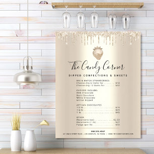 Poster Liste de prix du menu des desserts sucrés avec gou
