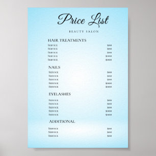 Poster Liste de prix du salon de beauté moderne élégant