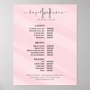 Poster Liste de prix du salon de beauté moderne élégant
