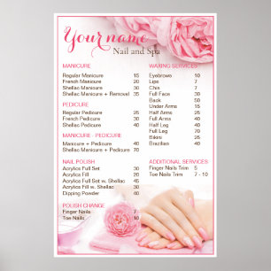 Poster Liste de prix du salon de beauté Nail