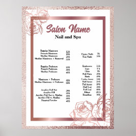 Poster Liste de prix du salon de beauté pour ongles Pink 