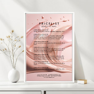 Poster Liste de Prix du Salon de Beauté Rose Blush Affich
