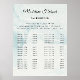 Poster Liste de prix du salon de beauté vintage