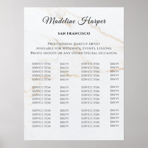 Poster Liste de prix du salon de beauté vintage
