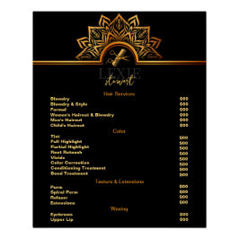 Poster Liste de prix Elegant et Classy Hair Stylist