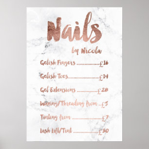 Poster Liste de prix logo typographie rose gold marbre bl