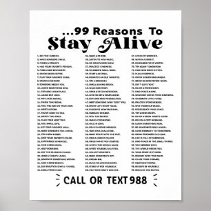 Poster Liste Des 99 Raisons De Rester En Vie - Santé Ment