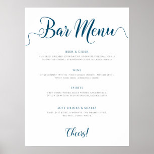 Poster Liste des boissons Mariages du menu de la barre de