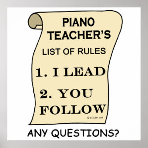 Poster Liste des règles de l'enseignant de piano