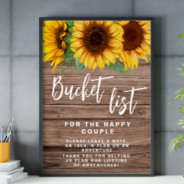 Poster Liste des seaux rustiques mariage de tournesol aff