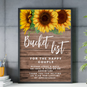 Poster Liste des seaux rustiques mariage de tournesol aff