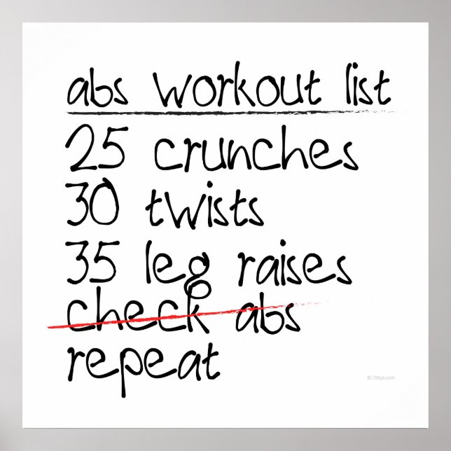 Poster Liste d'exercices Abs (Devant)