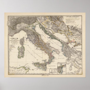 Poster L'Italie, cisalpina de Gallia, Sicilia, Sardaigne