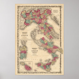Poster L'Italie du nord Italie du sud