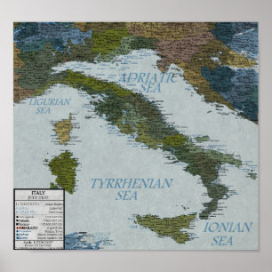 Poster L'Italie - hausse de niveau de la mer de 100 m