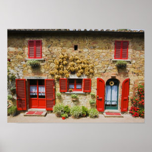 Poster L'Italie, Lucignano, les Chutters rouges et la réc