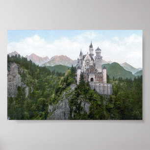 Poster Lithographe du château de Neuschwanstein