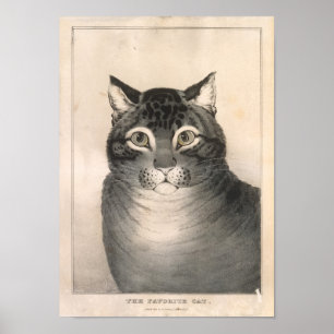 Poster Lithographie de chat préférée - Nathaniel Currier