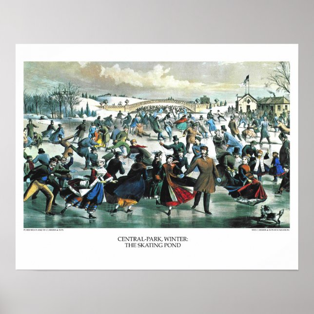 Poster Lithographie de Currier & Ives : Central Park Wint (Devant)