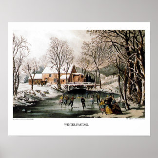 Poster Lithographie du Courrier et des Ives : Temps d'hiv