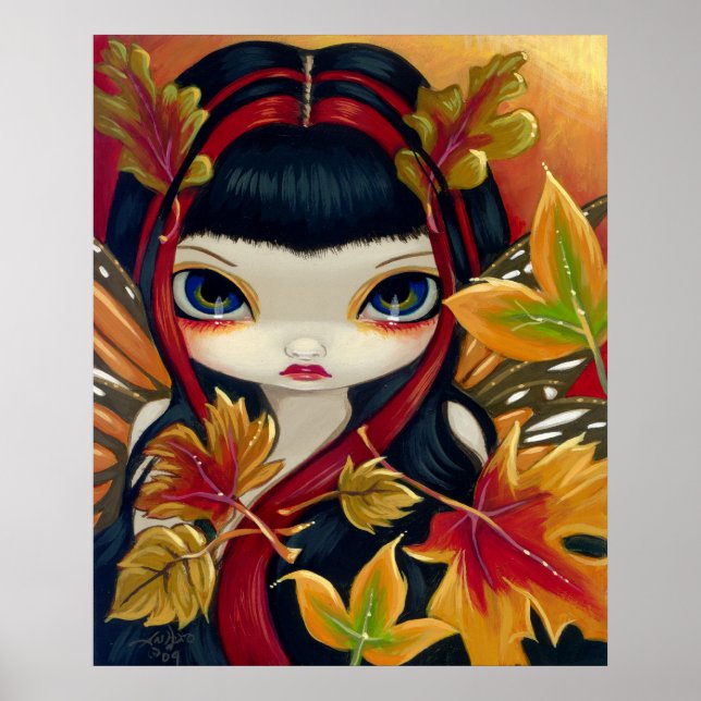 Poster Little Autumn Leaves ART IMPRIMER automne fée (Devant)