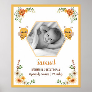 Poster Little Bee Baby Stats de naissance