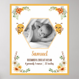 Poster Little Bee Baby Stats de naissance