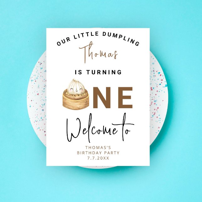 Poster Little Chinese dumpling first Birthday Party (Créateur téléchargé)