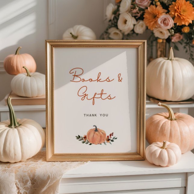 Poster Little Citrouille Fall Baby showers Livres Cadeaux (Créateur téléchargé)
