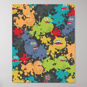 Poster Little cute funny monsters