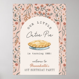 Poster Little Cutie Pie Pink Floral 1er anniversaire Bien
