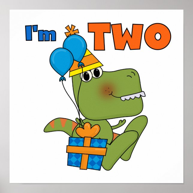 Poster Little Dino 2e Anniversaire Tshirts et cadeaux (Devant)