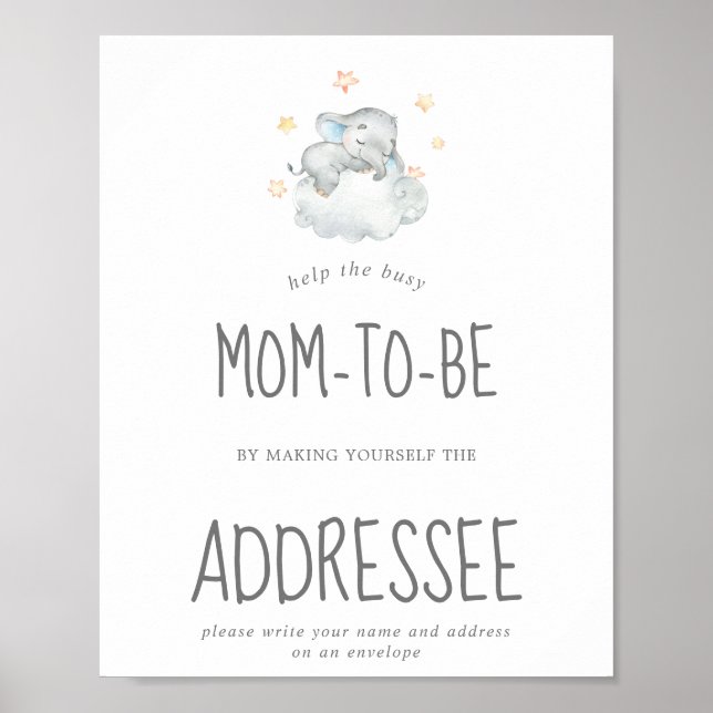 Poster Little Elephant Baby Boy Adresse une enveloppe (Devant)
