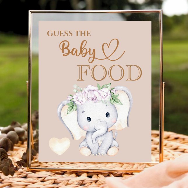 Poster Little Elephant Baby shower Guess the Baby Food (Créateur téléchargé)