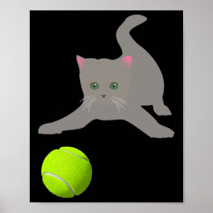 Poster Little Kitten Jouant Avec Un Chat À Balle De Tenni