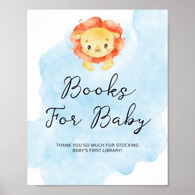 Poster Little Lion C'est un garçon Aquarelle Livres pour  (Devant)