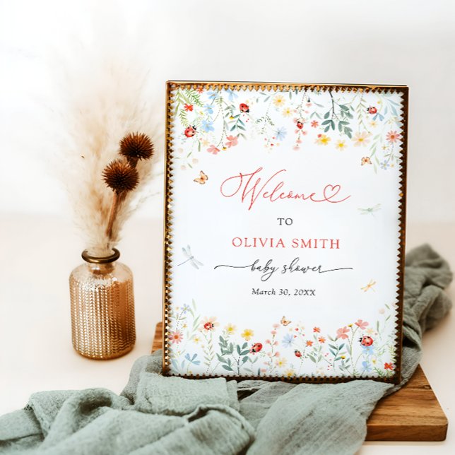 Poster Little Log Bug Cute Garden Baby shower Bienvenue (Créateur téléchargé)