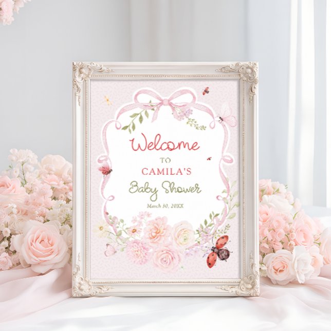 Poster Little Love Bug Bloom Baby Shower Welcome  (Créateur téléchargé)