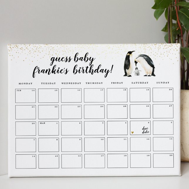 Poster Little Penguin Devine le jeu de Baby shower d'anni (Game Poster Mock-up)