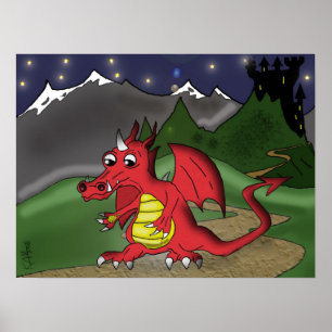 Poster "Little Red Dragon" - von Kev Moore