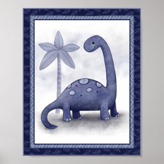 Poster Little Roar Dinosaur - Brachiosaurus Nursery Art