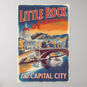 Poster Little Rock Arkansas Peinture Voyage Art Vintage