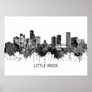 Poster Little Rock Arkansas Skyline BW